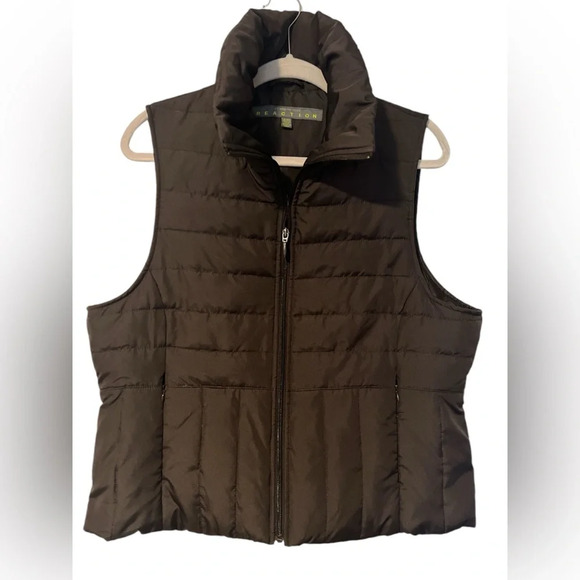 Kenneth Cole Reaction Jackets & Blazers - Kenneth Cole Reaction Down Vest Womens XL Brown Fall Puffer Quilted With Pockets